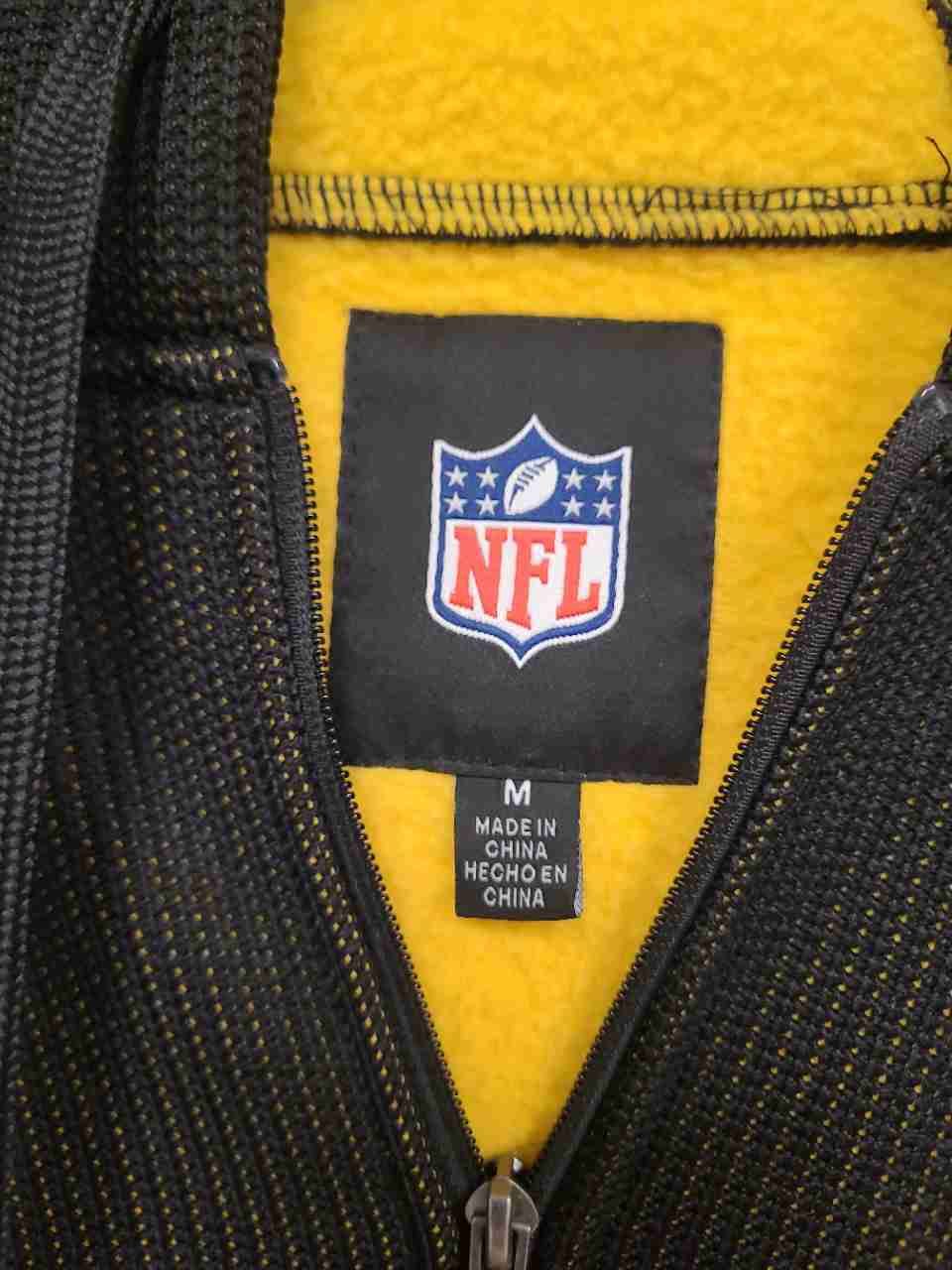 NFL Pittsburgh Steelers Mens Full Zip Hoodie Jacket Yellow Fleece Lined Sz M
