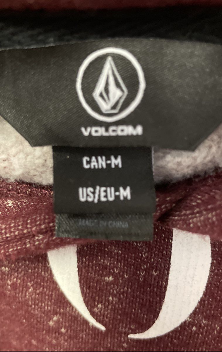 Volcom Men's Burgundy Pullover Hoodie Heathered Speckle Print Sweatshirt Sz M