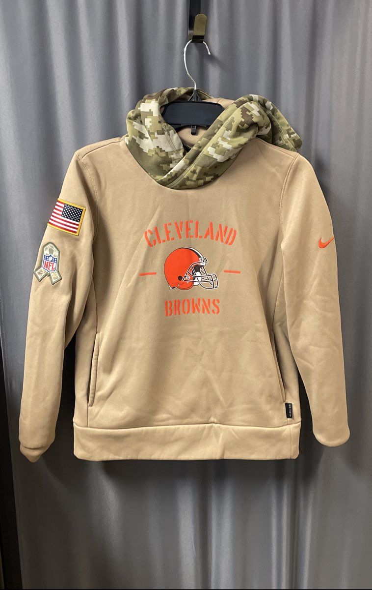 Nike Men's Cleveland Browns Salute to Service Pullover Hoodie Khaki Camo Sz S