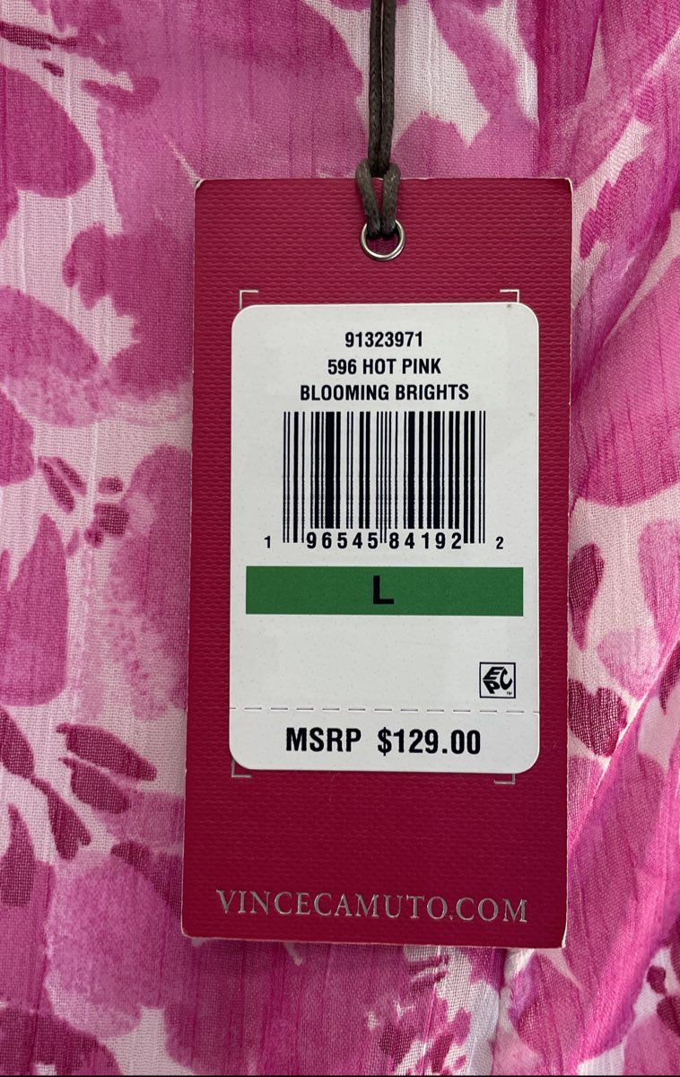 Vince Camuto Women's Hot Pink Floral High Neck Halter Maxi Dress NWT Sz L