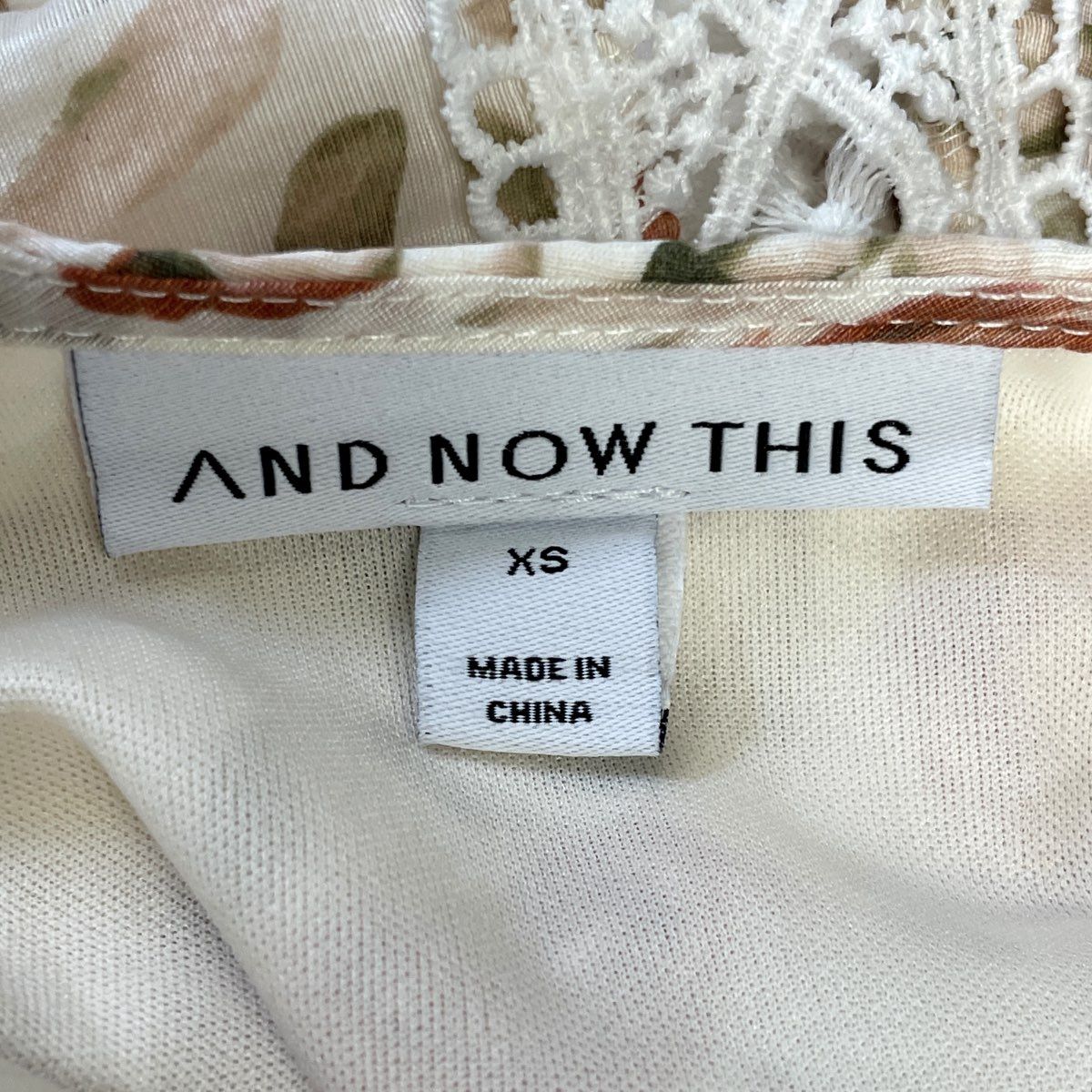 And Now This Women's Floral Maxi Dress Orange Cream Lace Trim Peplum Sz XS