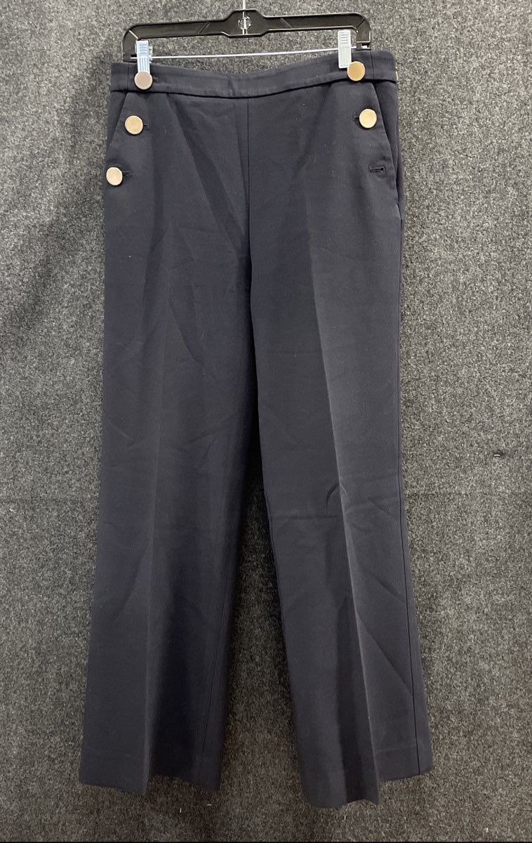 Ann Taylor Women's Black Wide Leg Sailor Button Trousers Gold Hardware Size 10