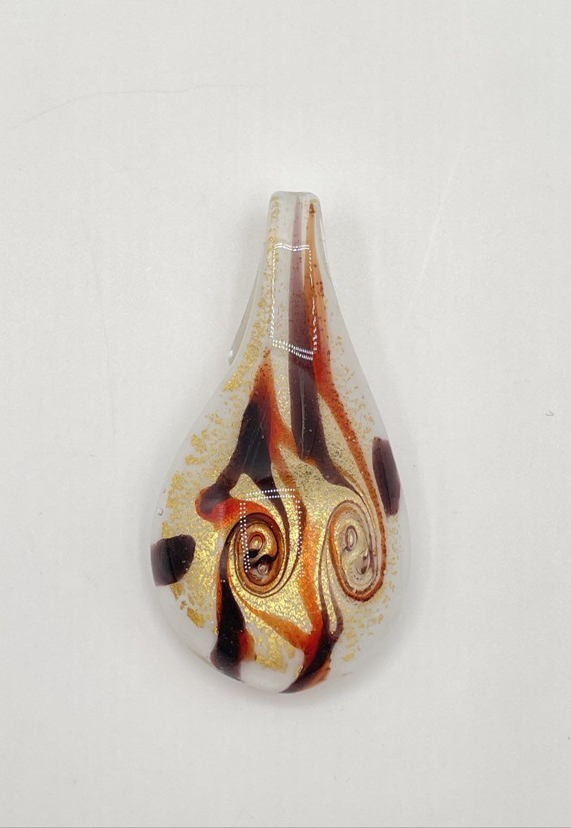 Murano Italy Lampwork Art Glass Teardrop Pendant 14.2g