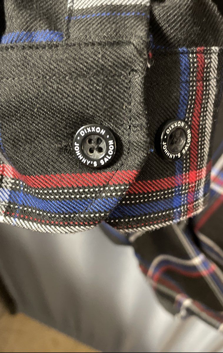 Dixxon Flannel Co Johnny's Saloon Huntington Beach Black Plaid Shirt Sz XS