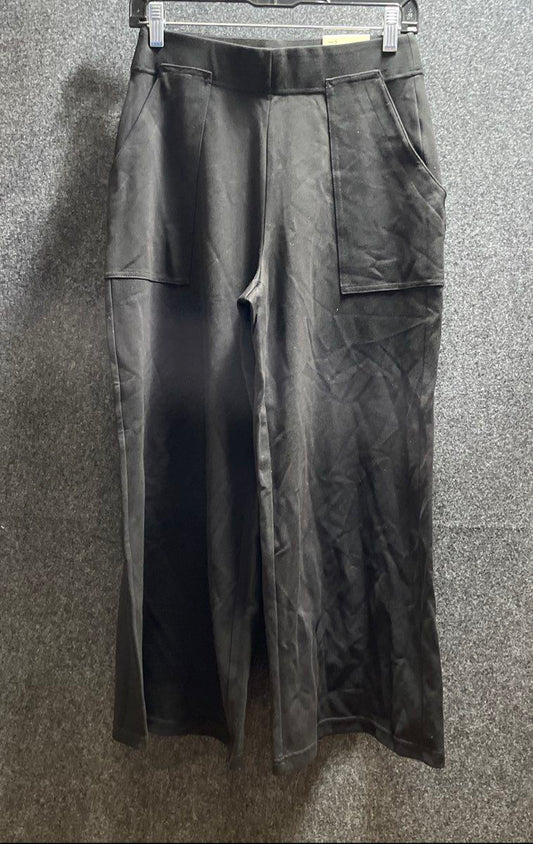 Max Studio Women's Black Cropped Wide Leg Trousers Patch Pockets Sz S NWT