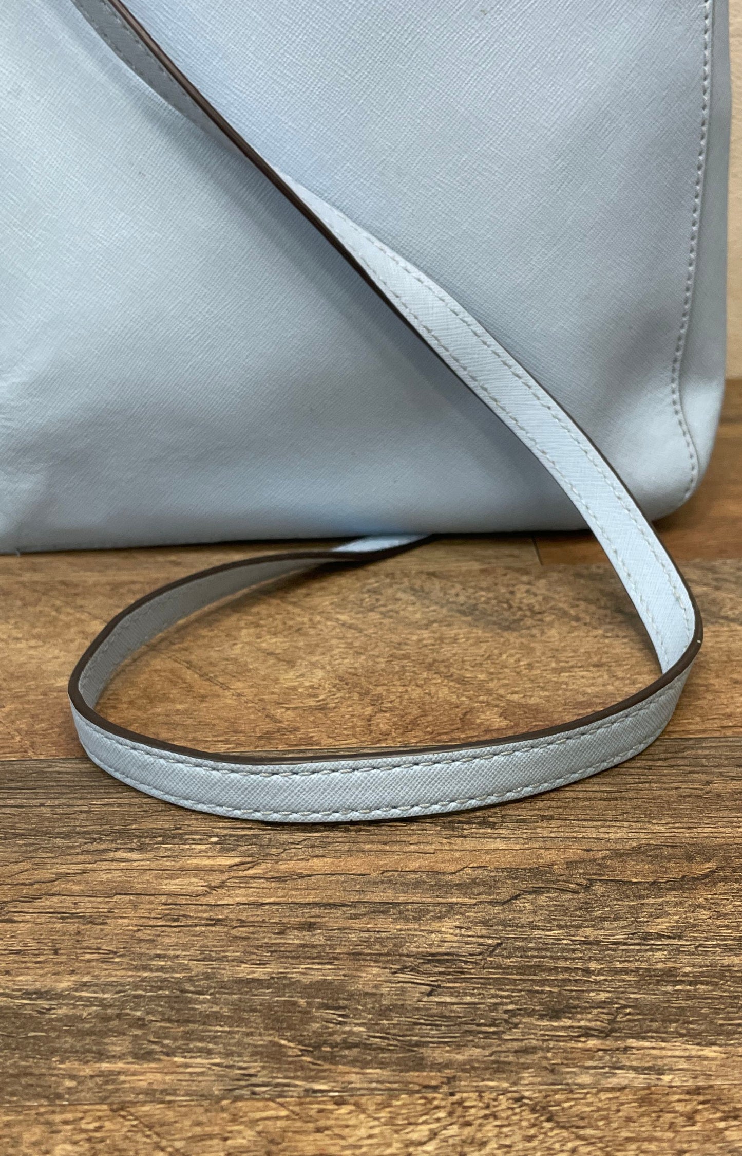 Michael Kors Baby Blue Saffiano Leather Crossbody Bag Silver Hardware