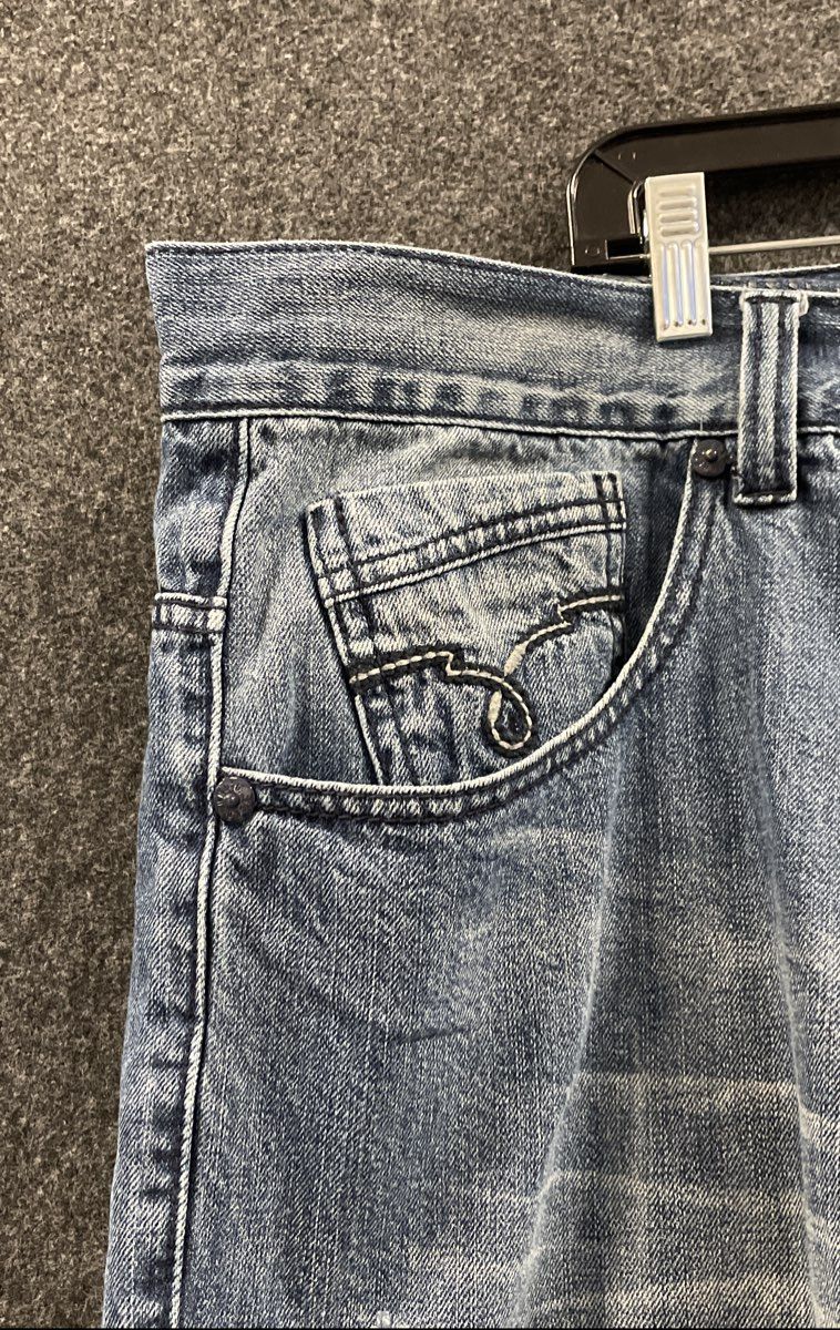 Vintage Y2K Ecko Unltd Men's Denim Shorts Baggy Embroidered Raw Uncut Sz 44