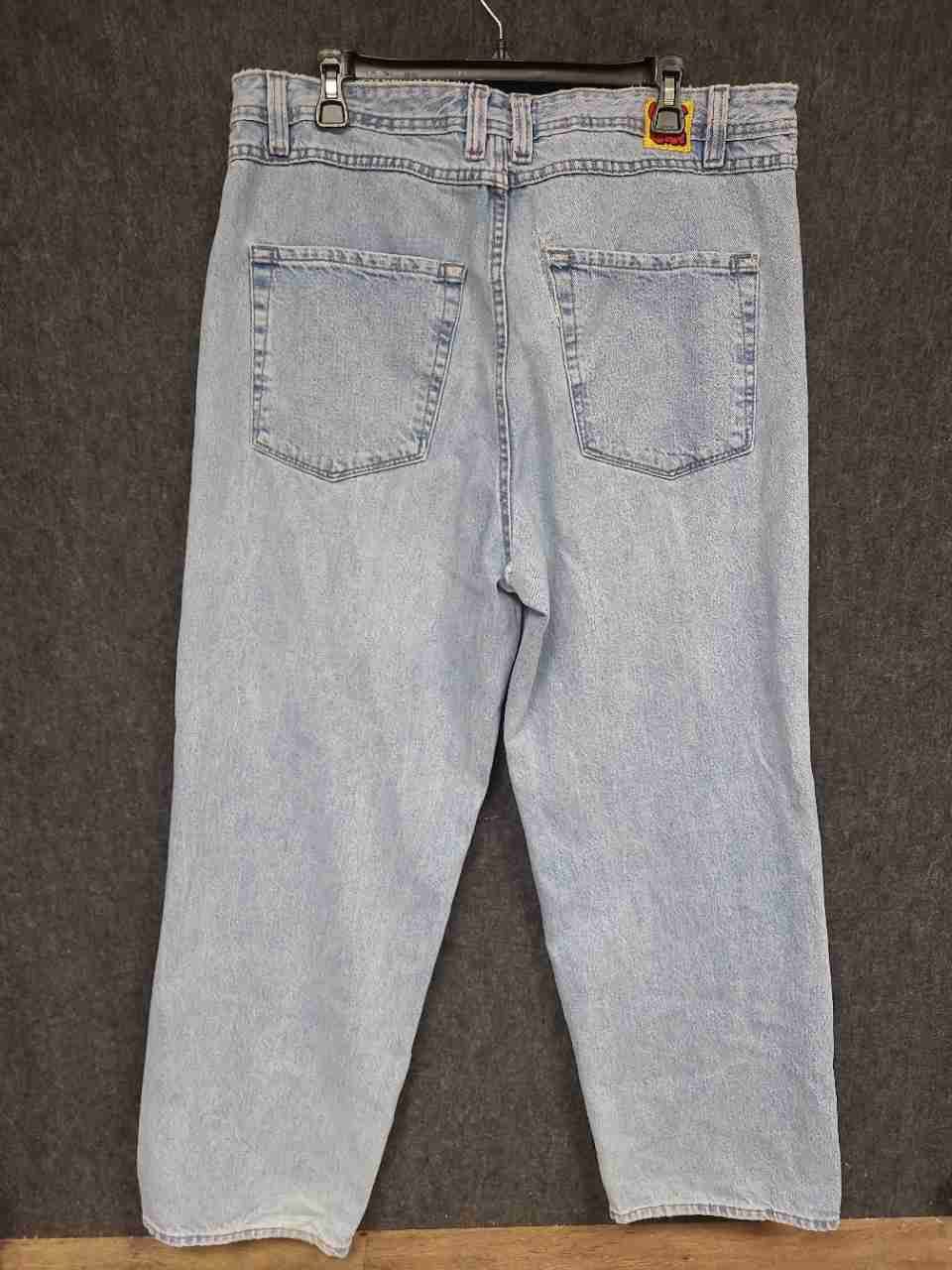 Empyre Men's Loose Fit Jeans Light Wash Blue Baggy Embroidered Logo Sz 36