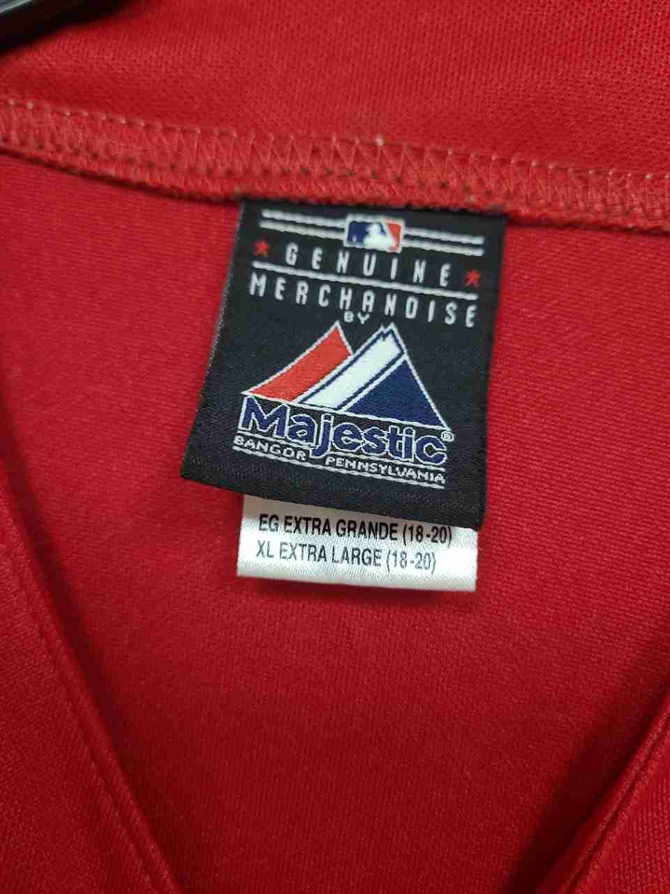 Majestic Youth Washington Nationals MLB Baseball Jersey Red Button Front Sz XL
