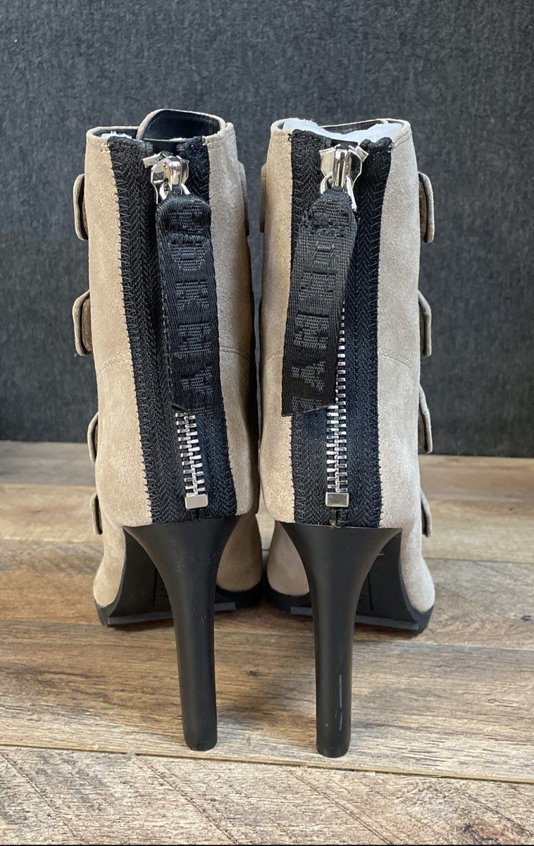 DKNY Beige Suede Open Toe High Heel Ankle Boots K3081801 Size 9M