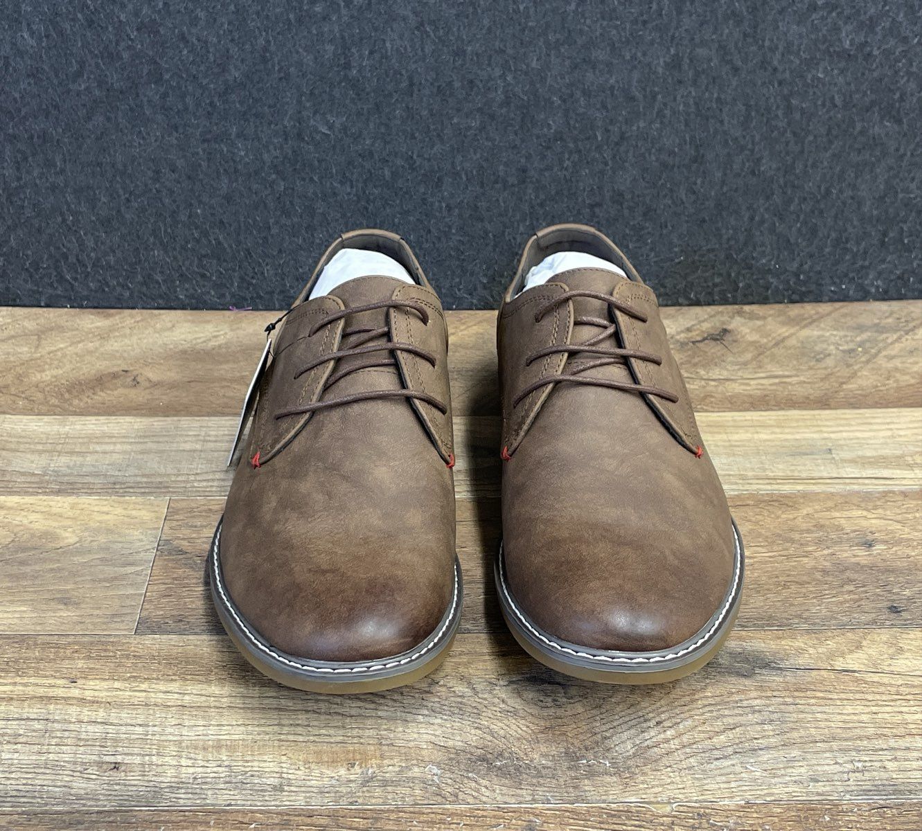 Jousen AMY615 Polished Brown Plain Toe Oxford Men's Dress Casual Shoes Size 10.5