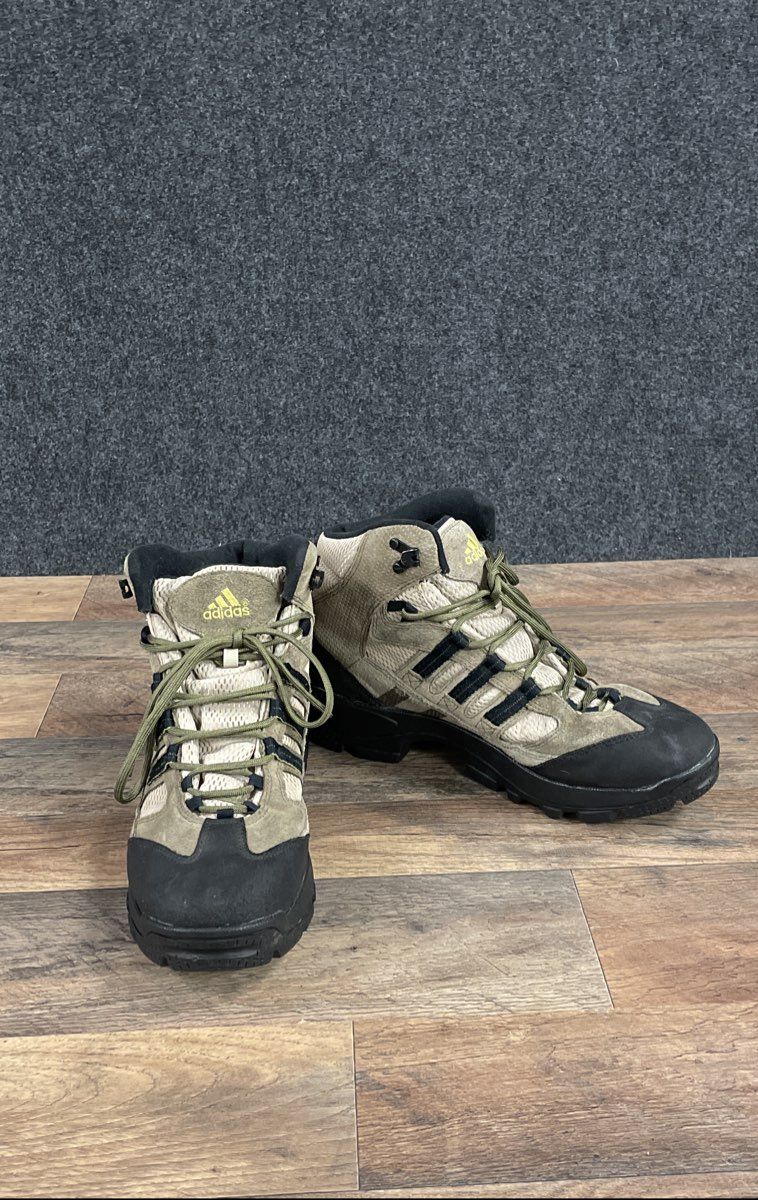 Vintage 2005 Adidas Geofit Tan Olive Green Hiking Boots Men's Size 10.5