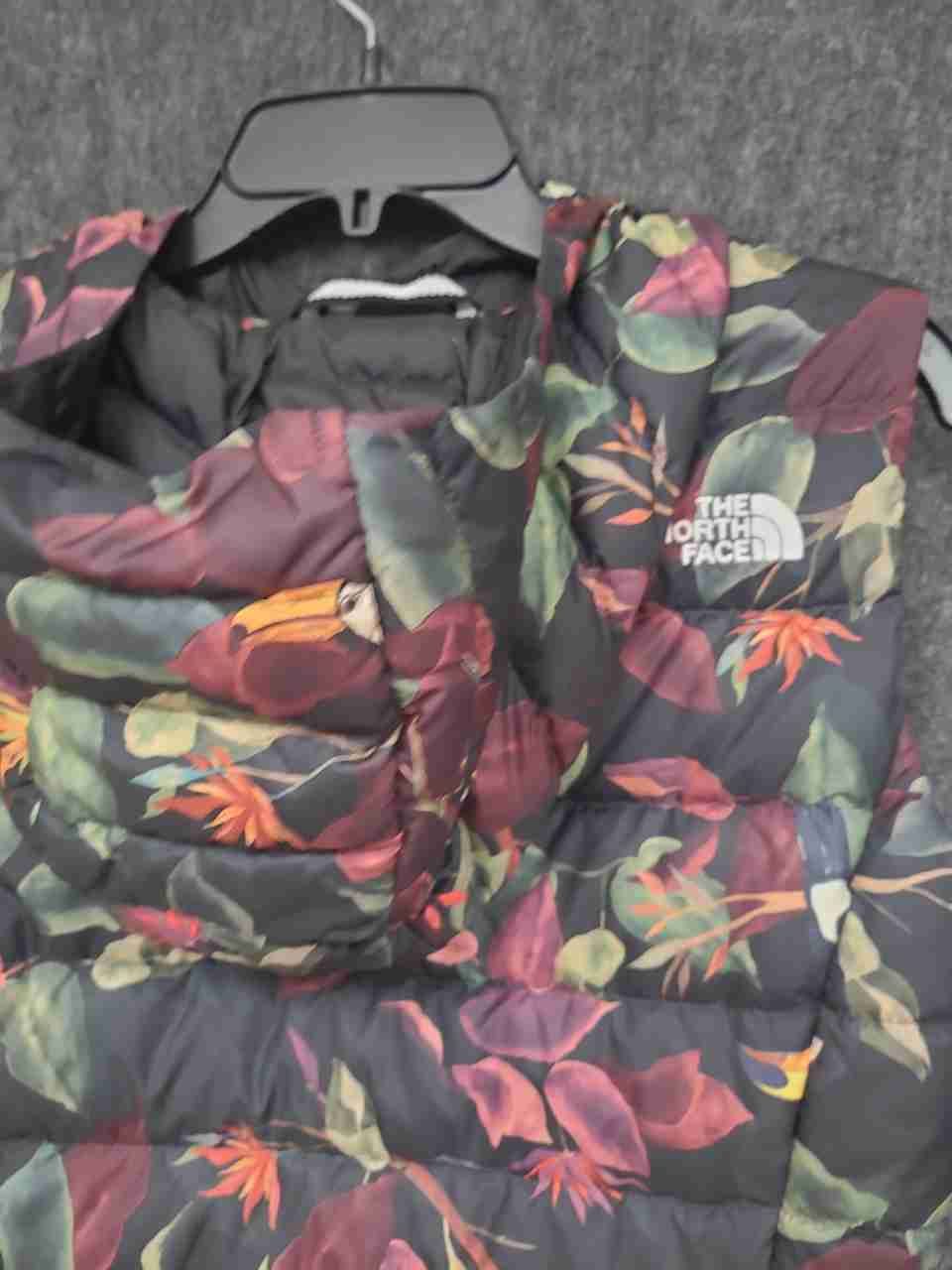 The North Face Women's Toucan Floral Puffer Vest Hooded Goose Down Sz XS