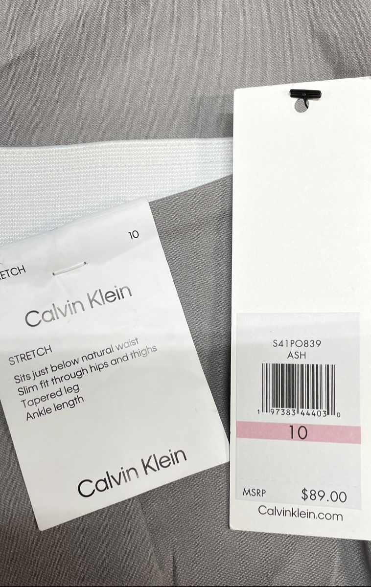 Calvin Klein Women's Ash Grey Stretch Slim Tapered Ankle Pants Size 10 NWT