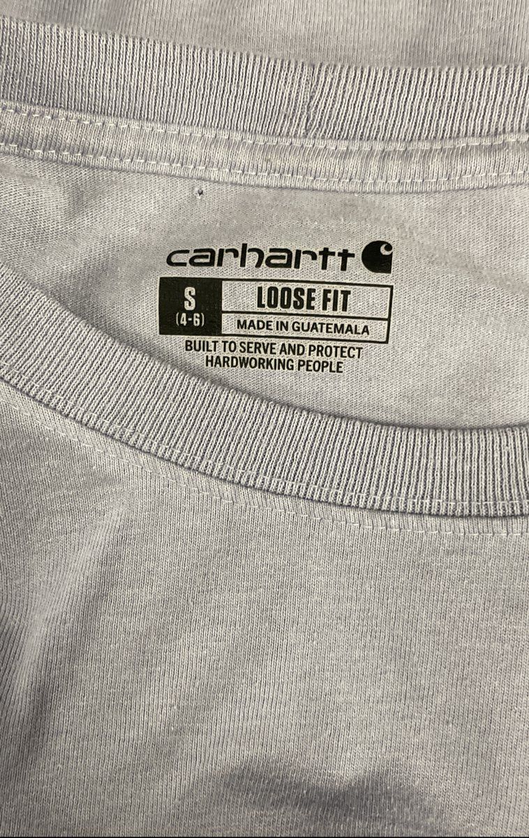 Carhartt Women's Long Sleeve Logo Graphic T-Shirt Purple Loose Fit Sz S