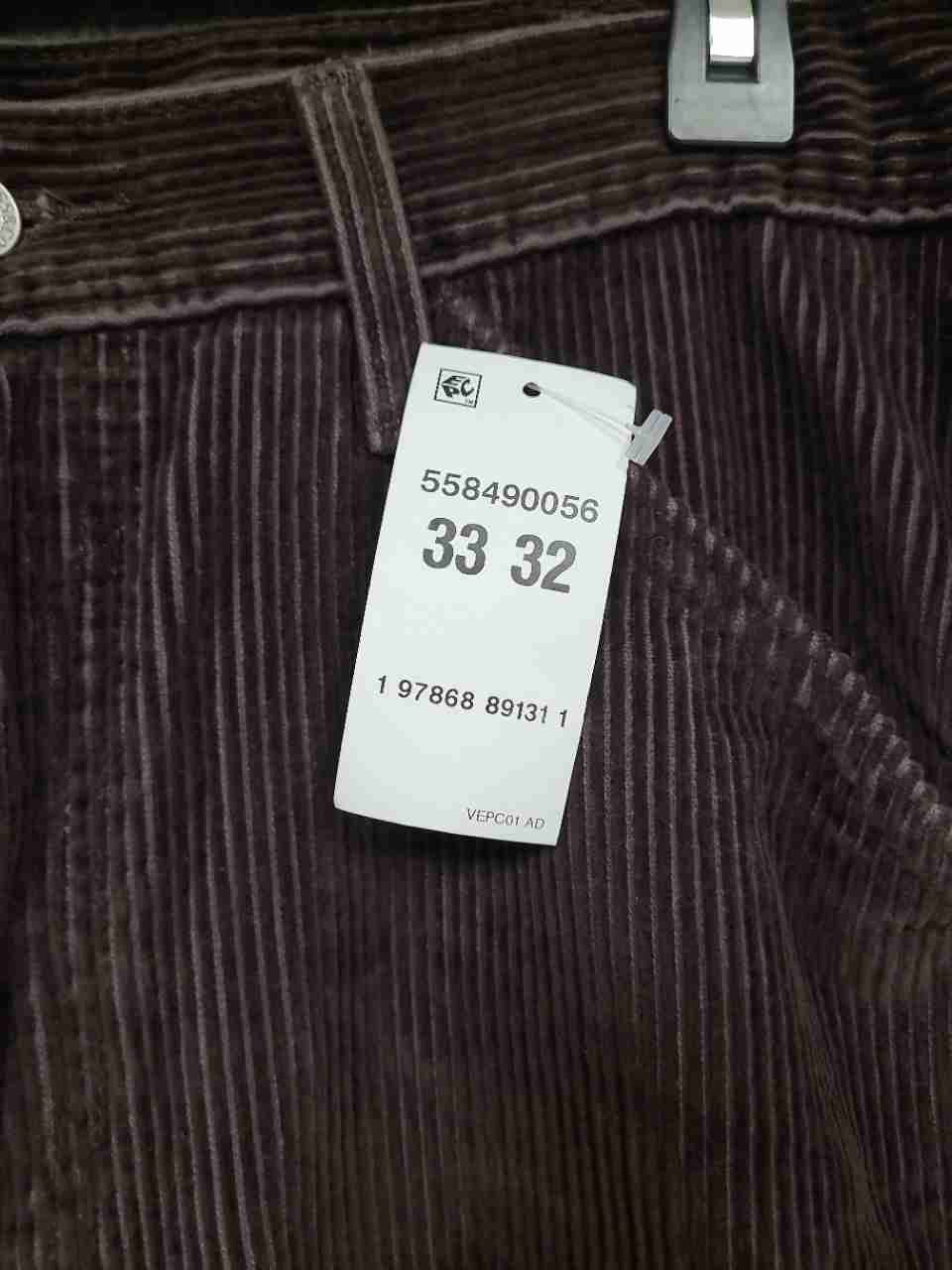 Levi's Men's 568 Loose Straight Carpenter Pants Brown Corduroy 33x32 NWT