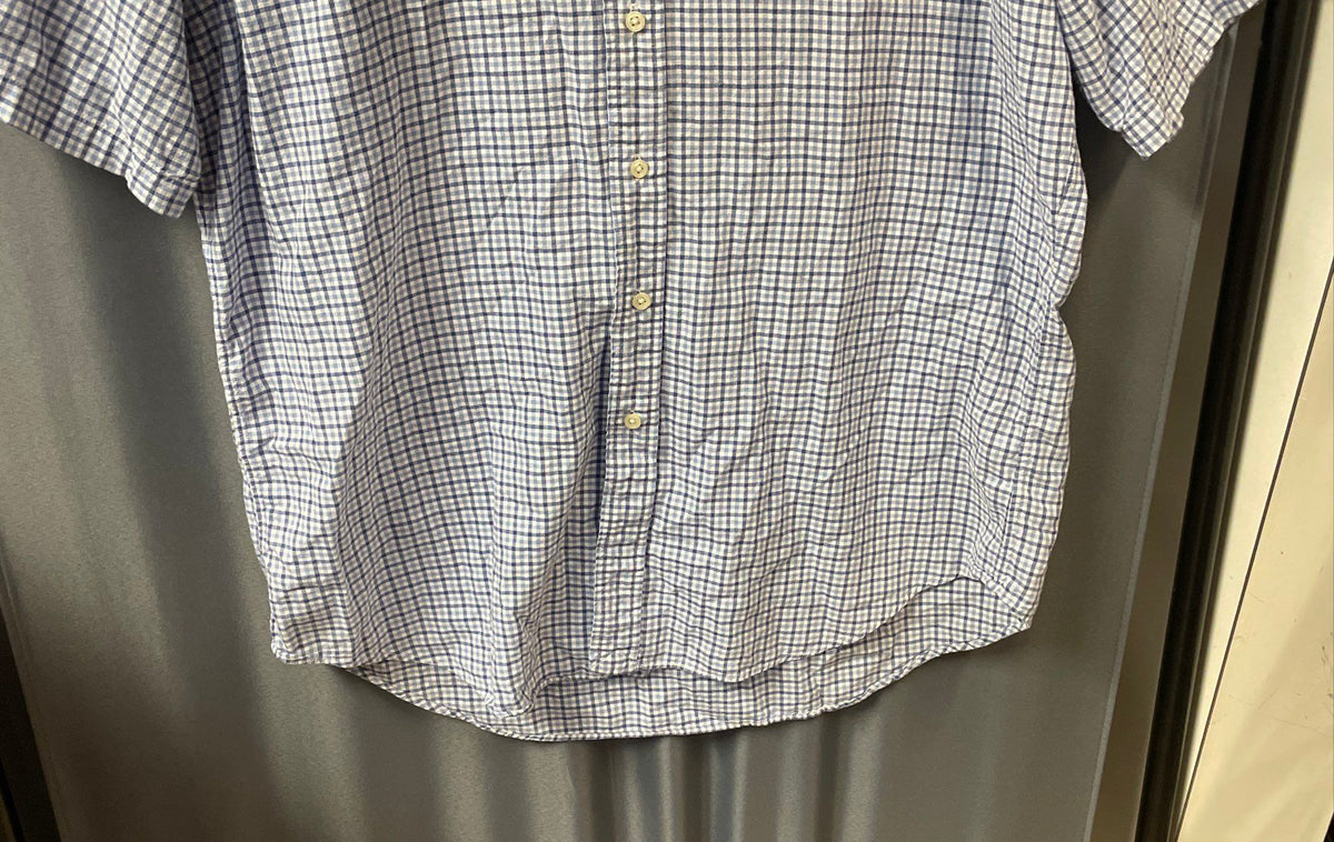 Ralph Lauren Men's Blake Short Sleeve Plaid Button Down Shirt Blue White Sz L