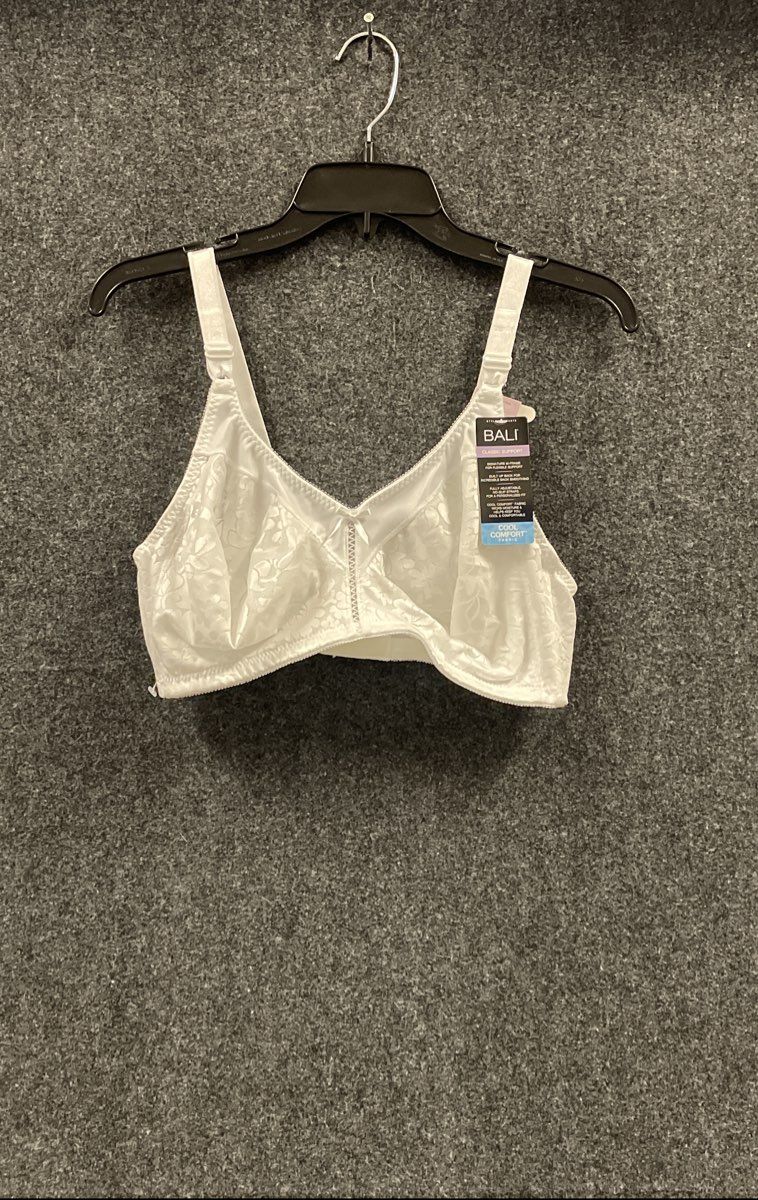 Bali Women's White Classic Support Wireless Bra Floral Jacquard 3372 NWT Sz 38D
