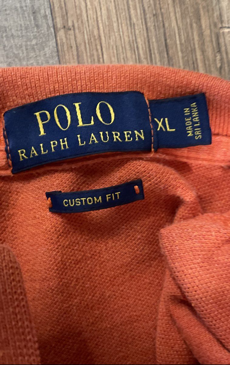 Polo Ralph Lauren Men's Orange Custom Fit Pique Polo Shirt Sz XL