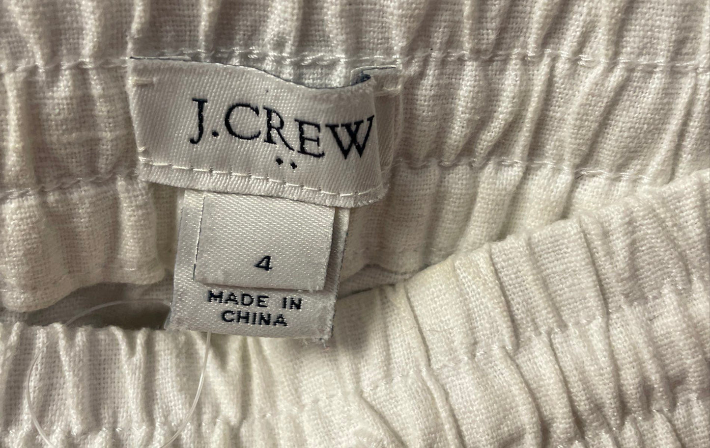 J. Crew Women's White Seaside Pants Linen Cotton Drawstring Tapered Leg Sz 4