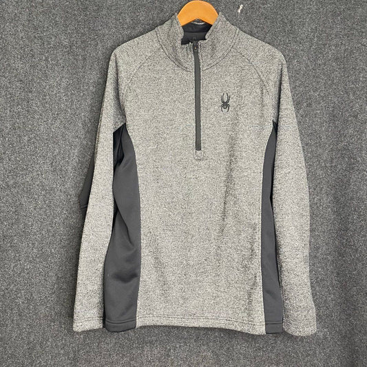 Spyder Men's Outbound Half Zip Pullover Jacket Gray Black Fleece Lined Sz XL
