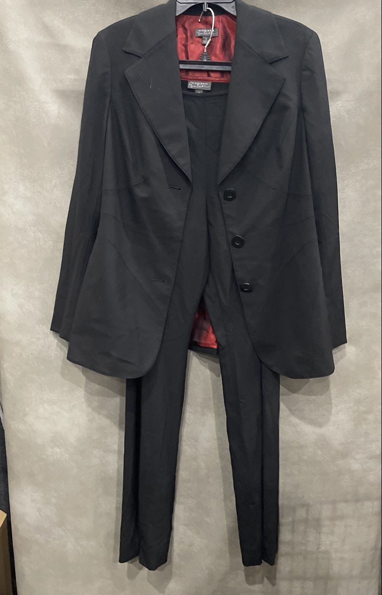 Classiques Entier Women's Black Wool Blend Blazer & Pants Suit Set Sz 12