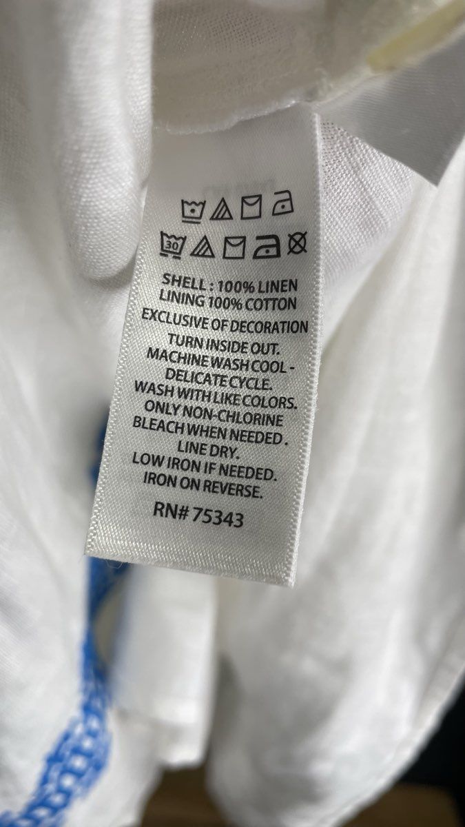 Lucky Brand Women's White Blue Embroidered Linen Halter Blouse Tunic Sz Large