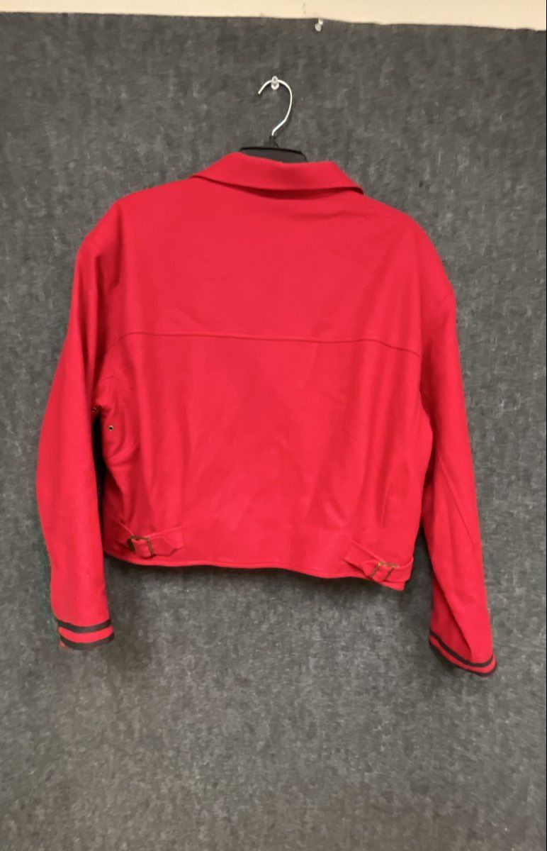 Vintage 90s Lizwear Women's Red Virgin Wool Cropped Utility Jacket Sz M