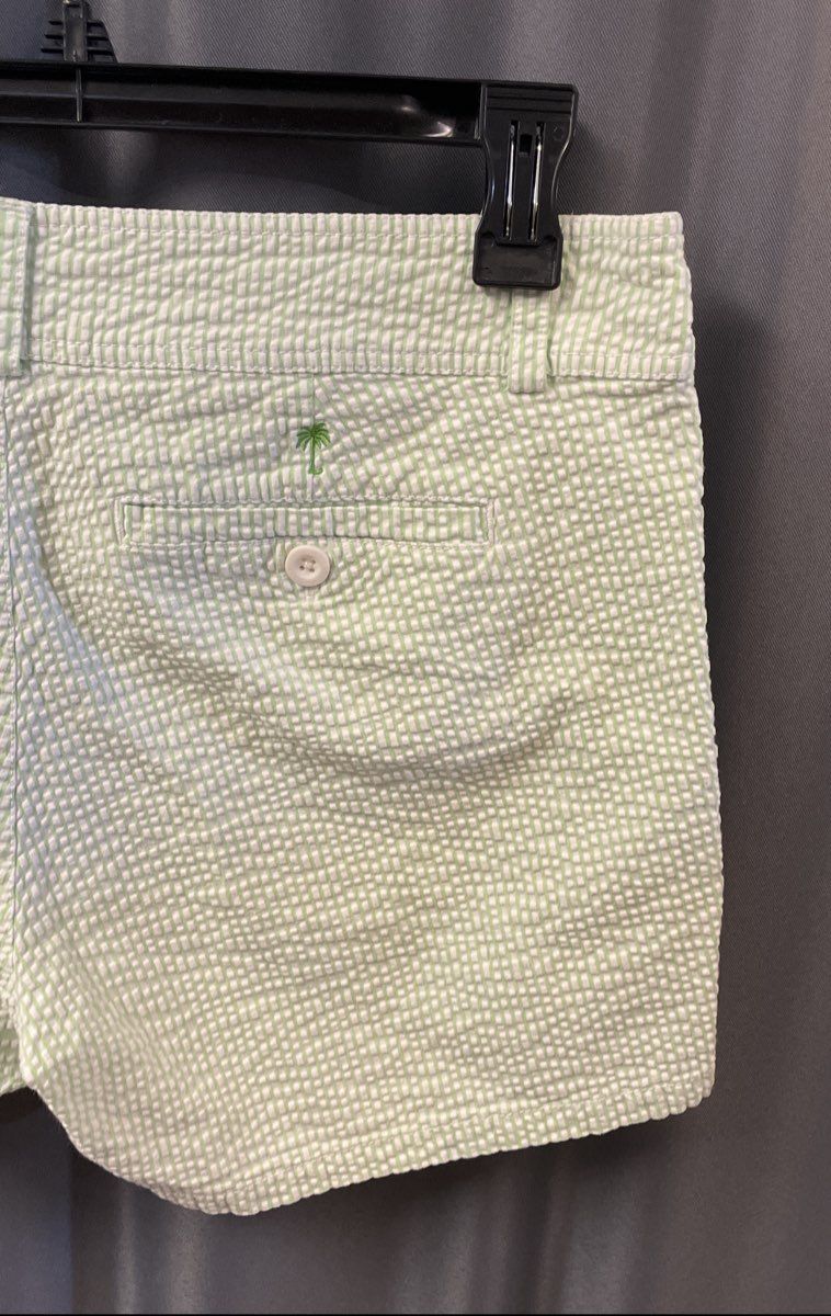 Lilly Pulitzer Women's Green White Seersucker Striped Shorts Sz 10