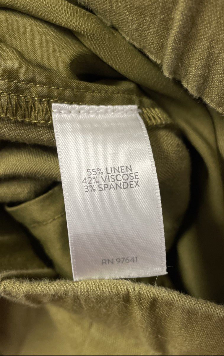 J. Jill Women's Green Linen Blend Wide Leg Cropped Elastic Waist Pants Sz XS