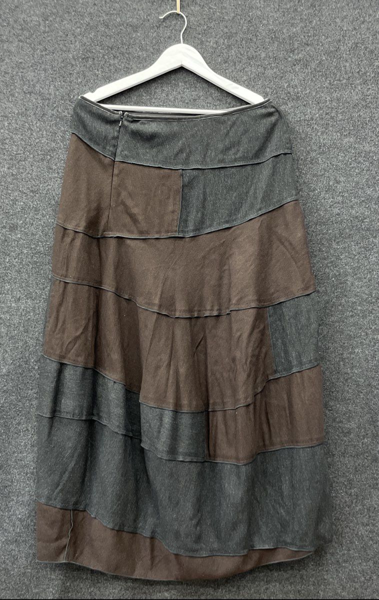 J.Jill Women's Brown Gray Patchwork Tiered Panel Wool Blend Maxi Skirt Sz M NWT