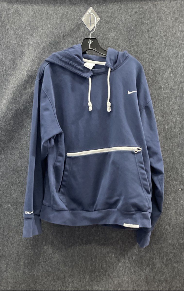 Nike Men's Navy Blue Dri-FIT Standard Issue Pullover Hoodie Zipper Pocket Sz XL