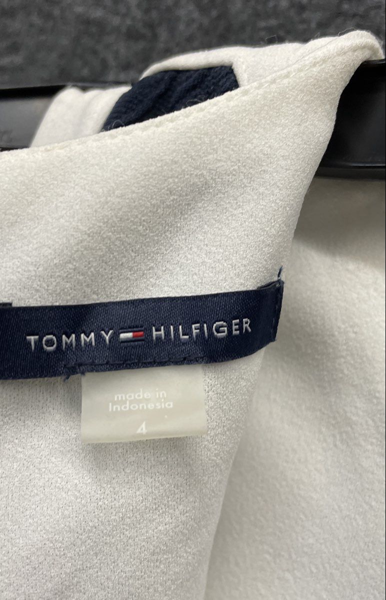 Tommy Hilfiger Women's Navy White Colorblock Textured Paisley Sheath Dress 4 NWT