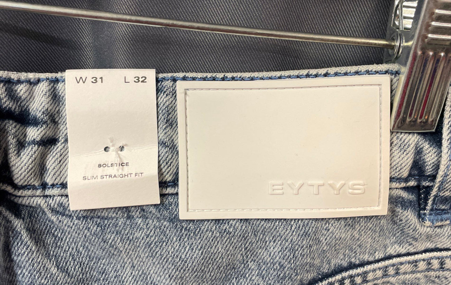 Eytys Women's Solstice Soda Slim Straight Jeans Blue Acid Wash NWT Sz 31x32