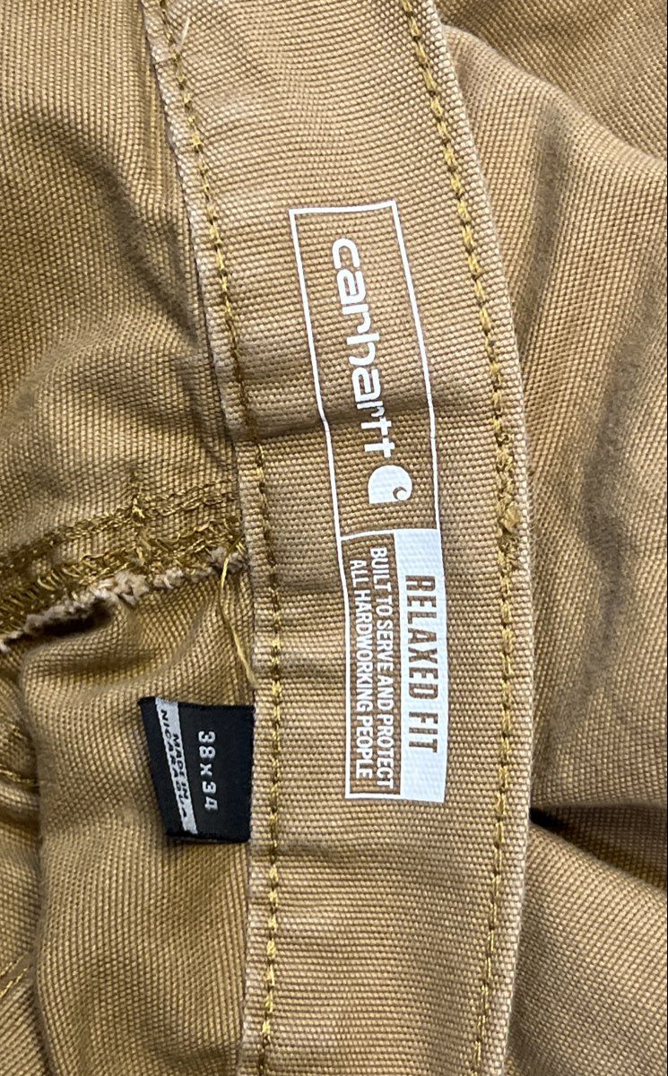 Carhartt Men's Beige Relaxed Fit Canvas Work Pants Jeans 38x34