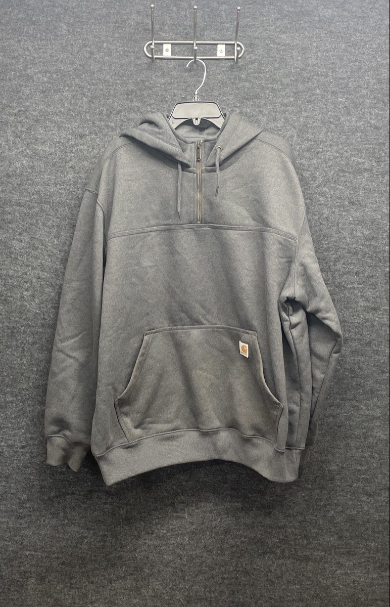 Carhartt Men's Gray Rain Defender Loose Fit Quarter-Zip Hoodie Sweatshirt Sz XL