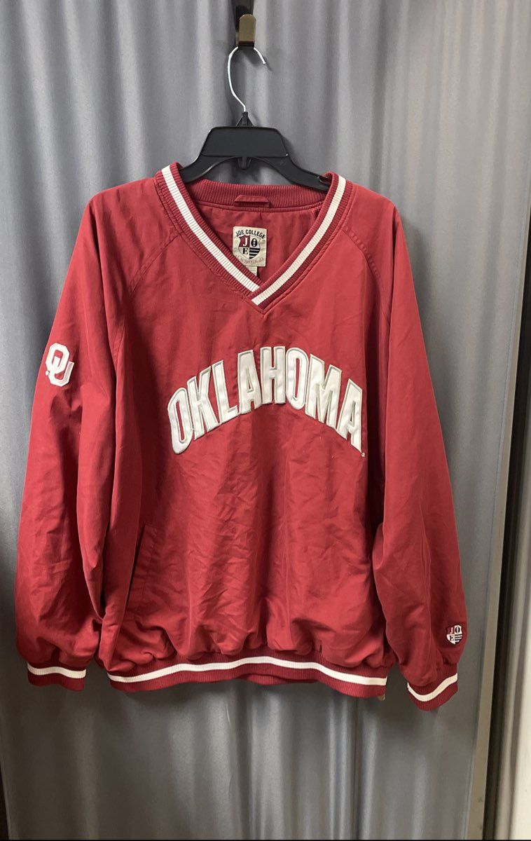 Vintage 90s Joe College Oklahoma Sooners Pullover Windbreaker Jacket XL
