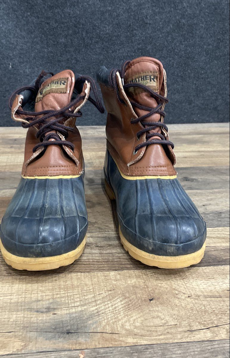 Weather Spirits Brown Black Steel Toe Duck Boots Rain Snow Size 9