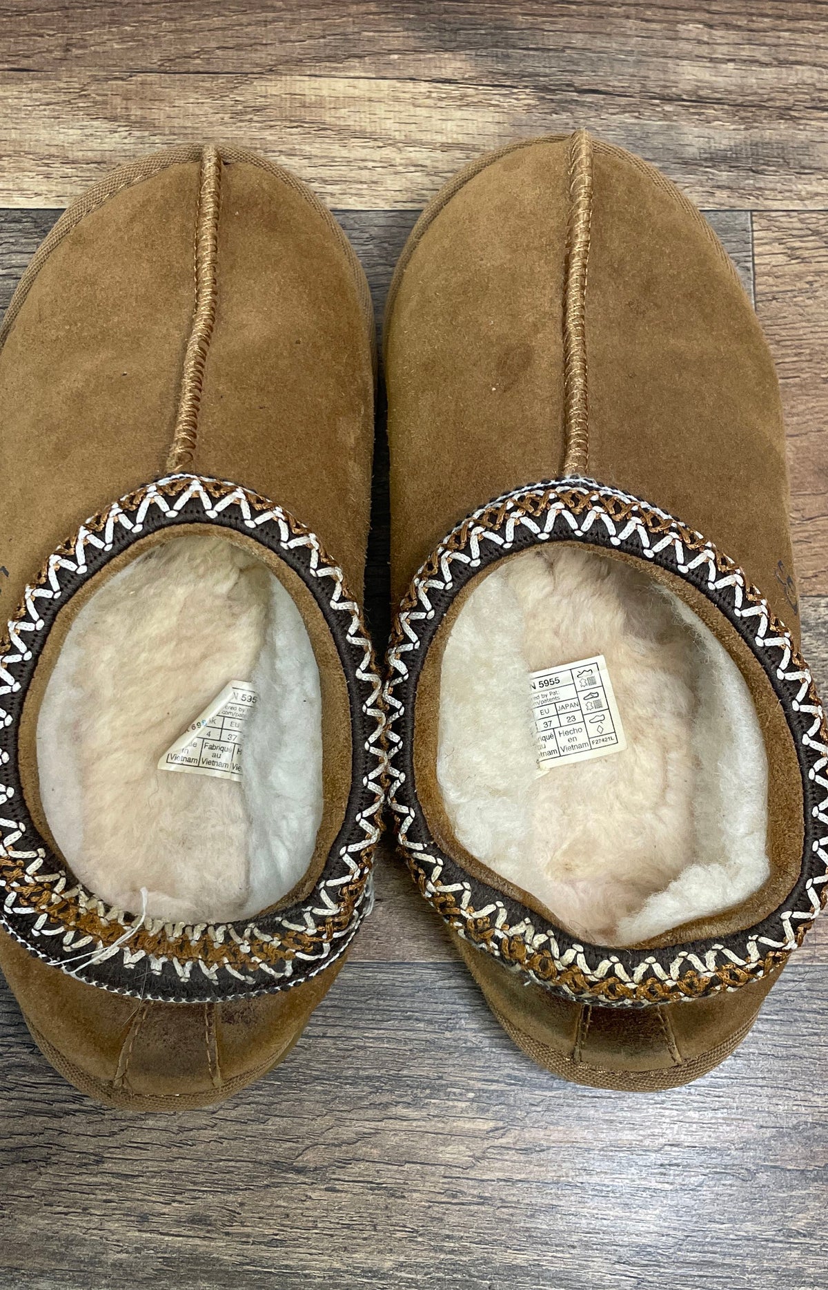 UGG Tasman Slipper Chestnut Suede Braid Clogs Women's Size 6