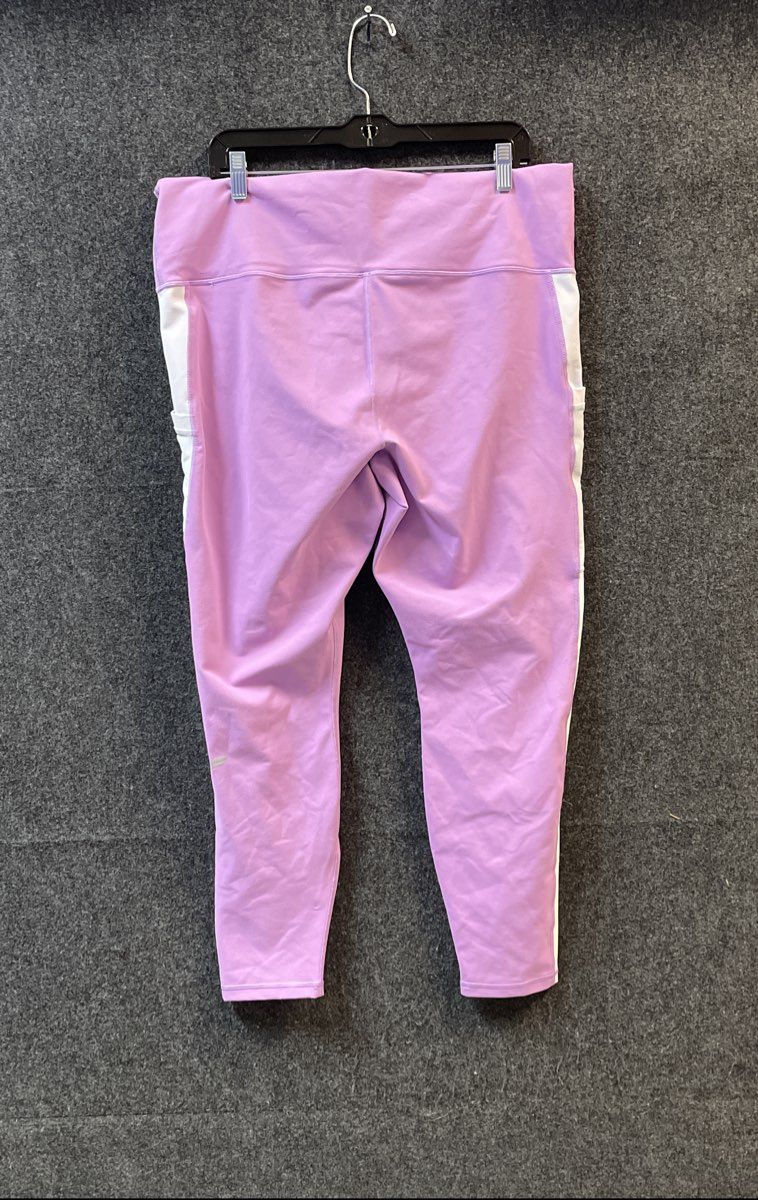 Fabletics Women's PowerHold High Waist Leggings Purple White Side Pockets Sz 2X