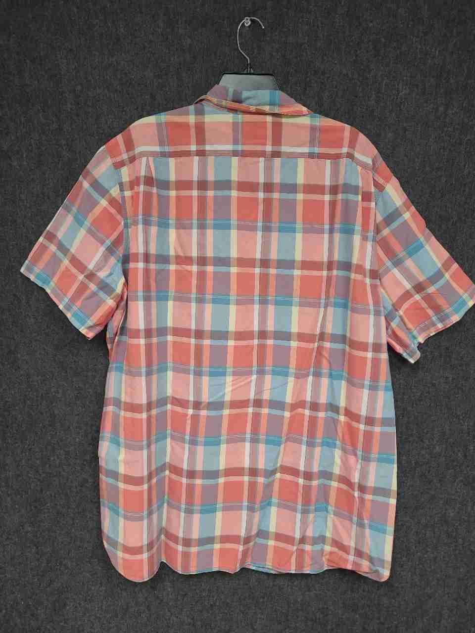 L.L.Bean Men's Pink Blue Plaid Short Sleeve Slightly Fitted Shirt Sz XXL-Tall