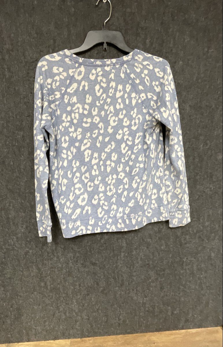 Liz Claiborne Women's Blue White Leopard Animal Print Raglan Sweatshirt Sz S