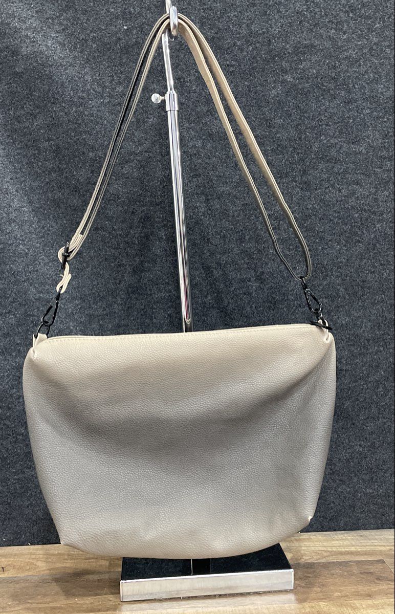 Pixie Mood Tan Grey Leather Ombre Crossbody Shoulder Bag Black Hardware