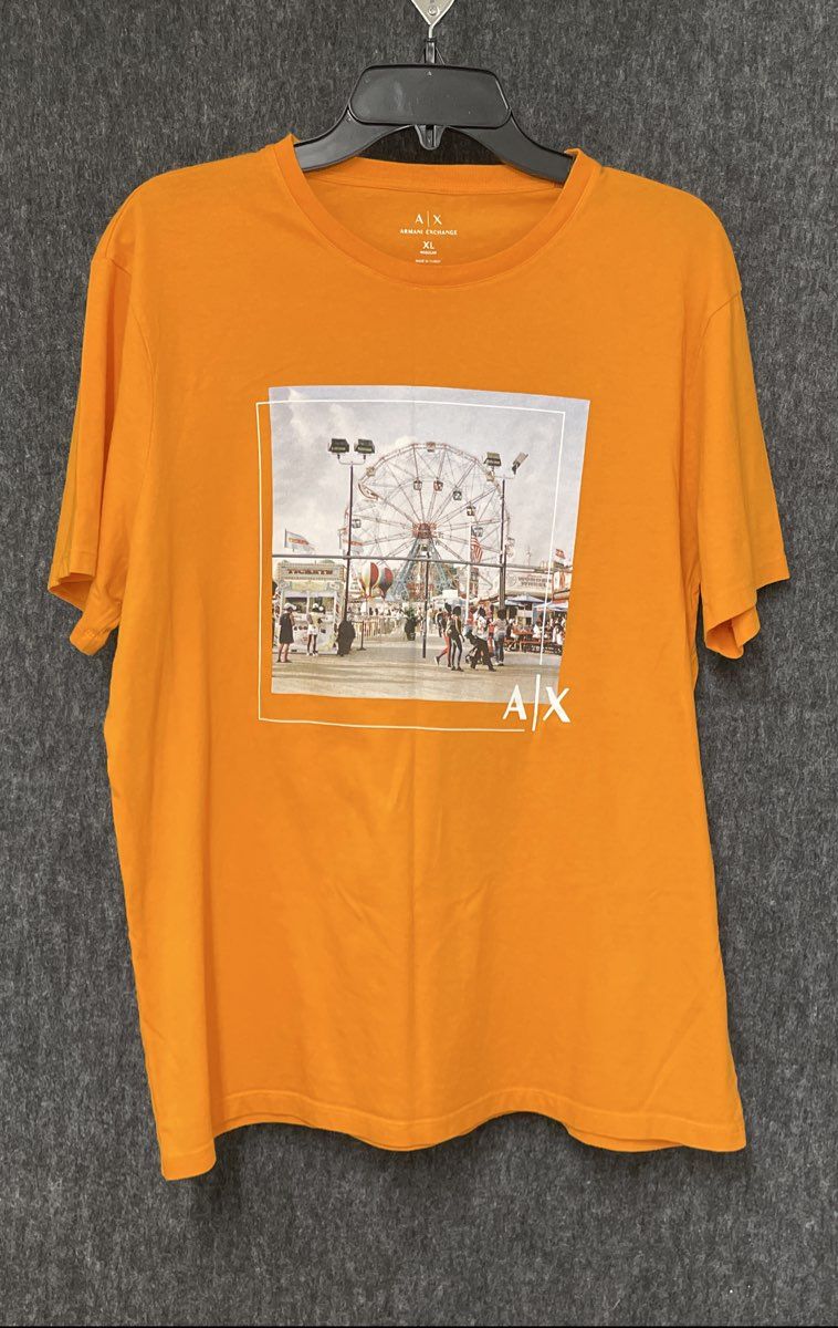Armani Exchange Men's Orange Ferris Wheel Graphic T-Shirt Sz XL