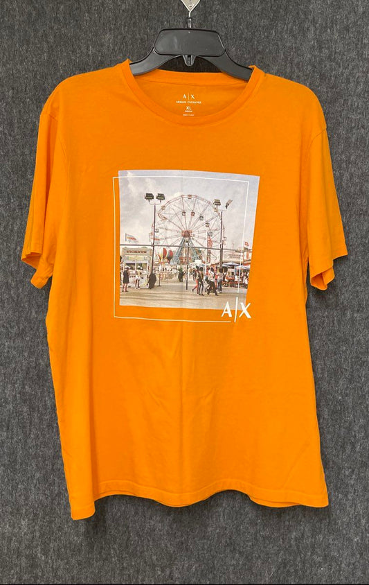 Armani Exchange Men's Orange Ferris Wheel Graphic T-Shirt Sz XL