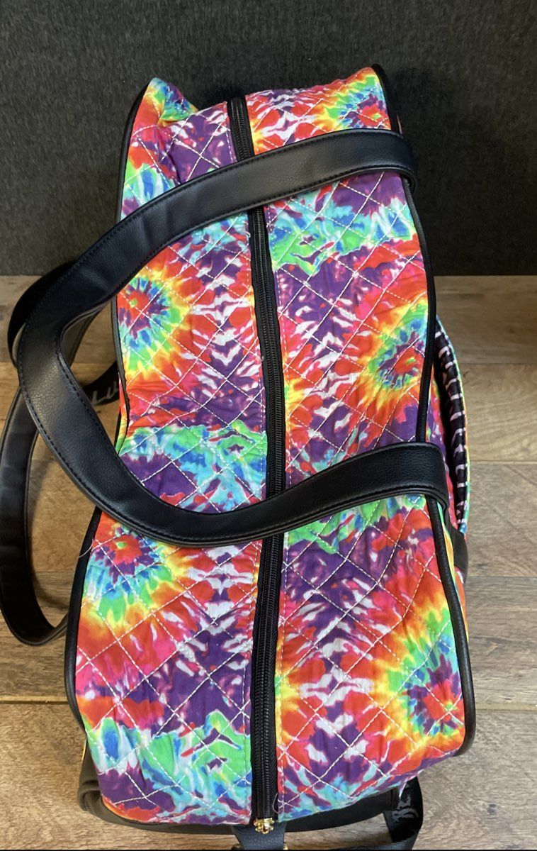 Luv Betsey by Betsey Johnson Rainbow Tie Dye Quilted Duffle Bag Weekend Travel
