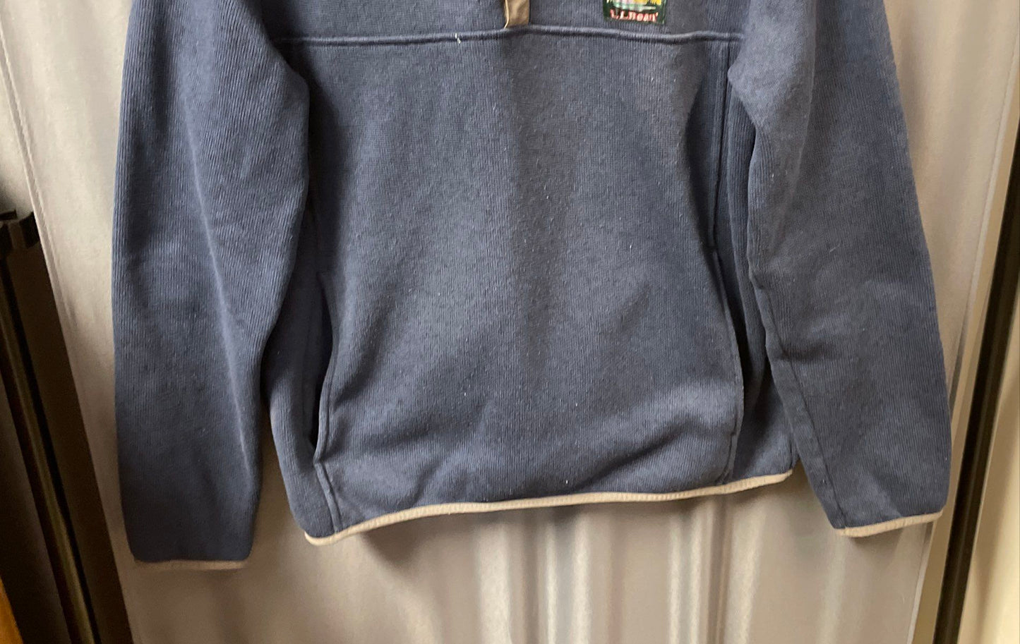 LL Bean Men's Blue Sweater Fleece 1/4 Snap Pullover Slightly Fitted Sz M