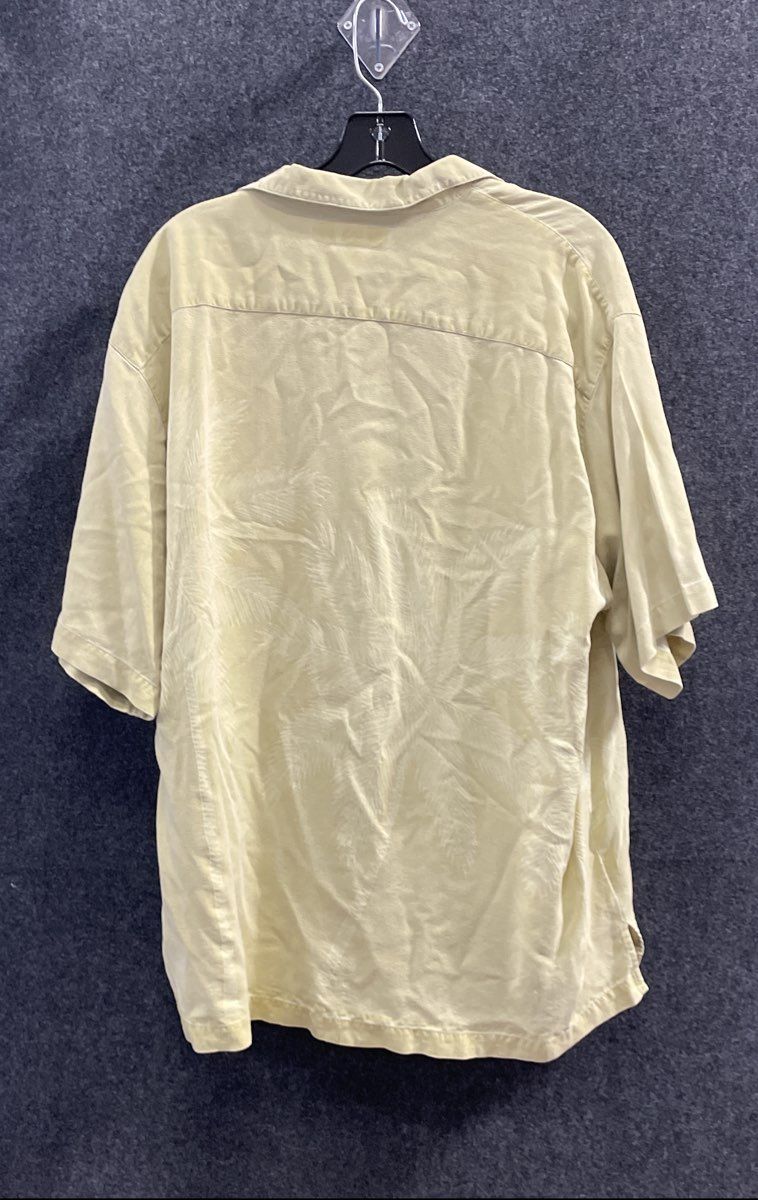 Tommy Bahama Men's Beige Palm Leaf Jacquard 100% Silk Button-Up Shirt Size XL