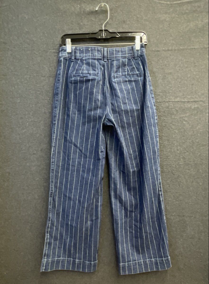 LOFT Women's Palmer Wide Leg Blue White Striped Denim Pants Sz 2P