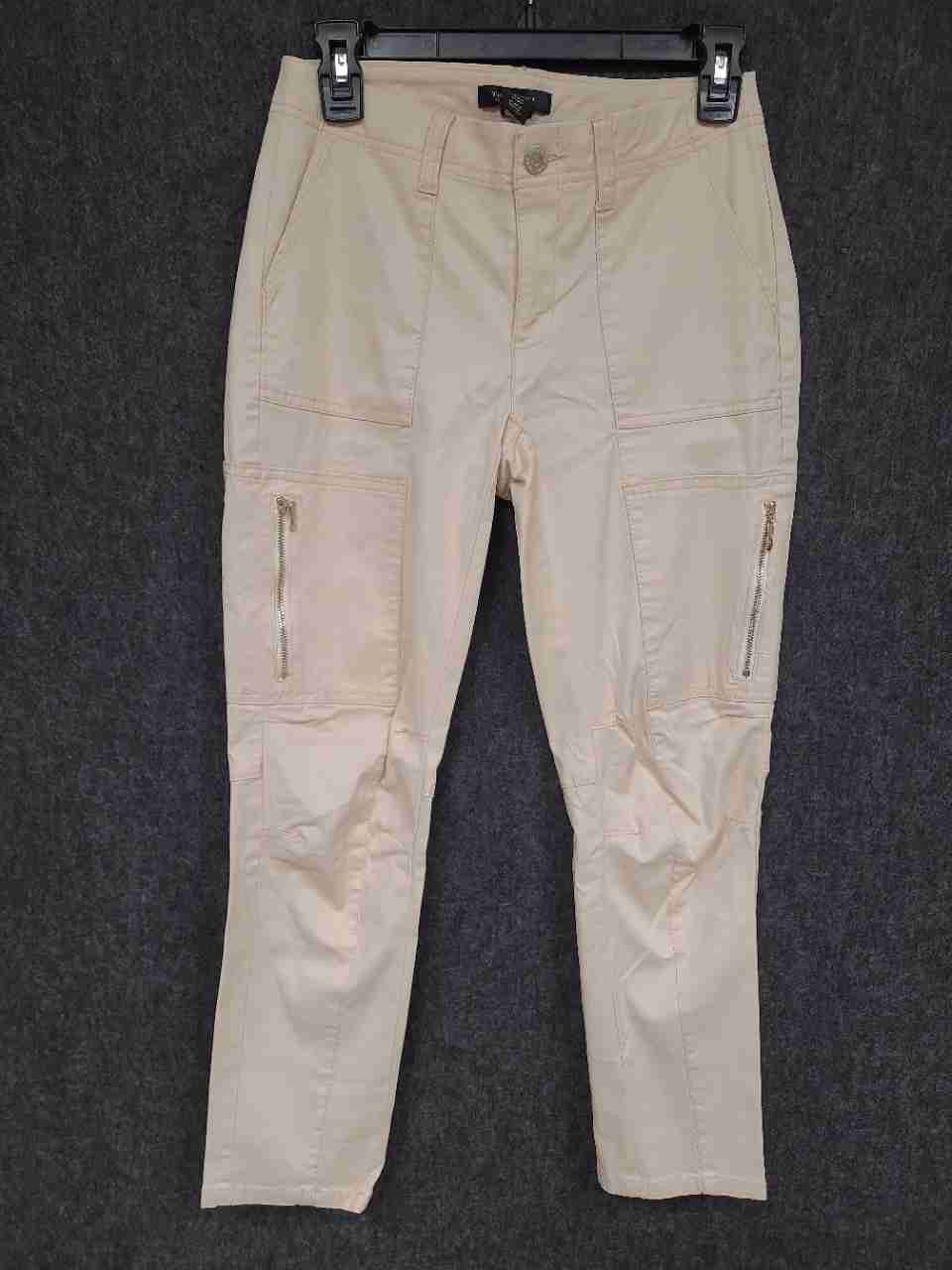 White House Black Market Women's Cream Skinny Cargo Ankle Pants Sz 00